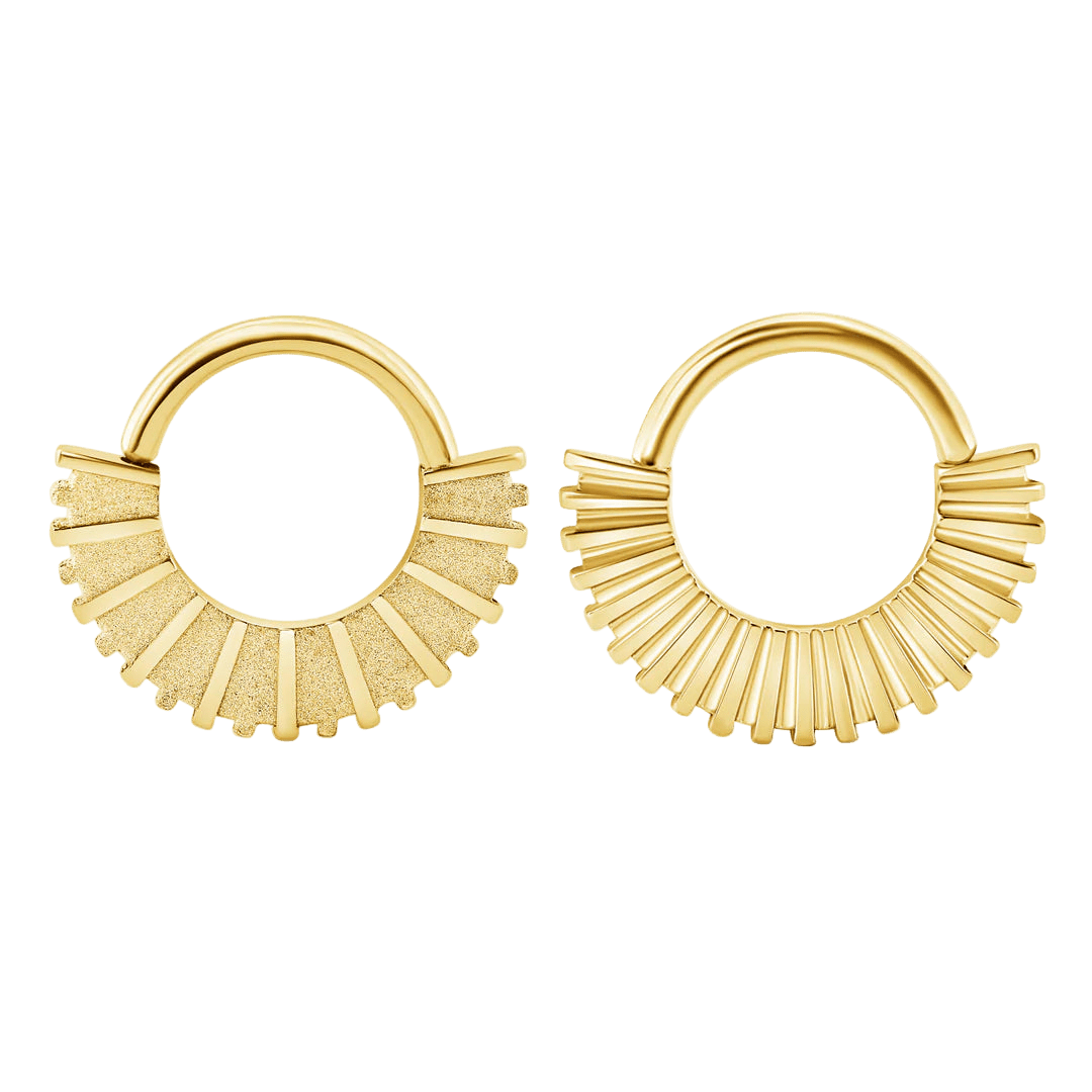 Solara Double - Sided Seamless Ring – 14K Gold Sandblasted Design - piercing - zone.com