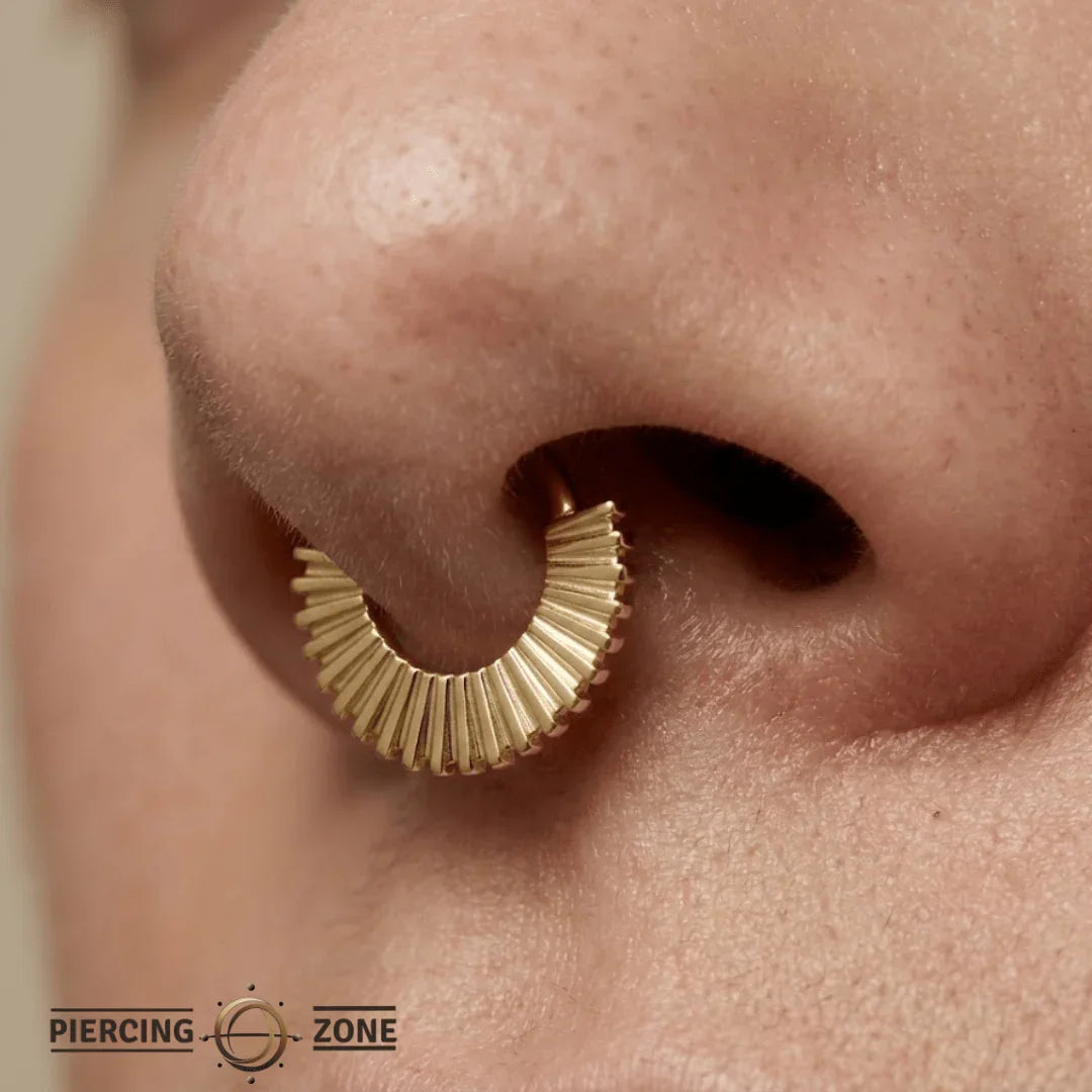 Solara Double - Sided Seamless Ring – 14K Gold Sandblasted Design - piercing - zone.com