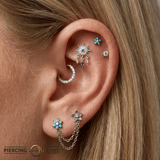 Soleil - 14K Gold Lab Blue Sapphire Threadless End - piercing-zone.com