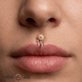 Soleil - 14K Gold Lab Blue Sapphire Threadless End - piercing-zone.com