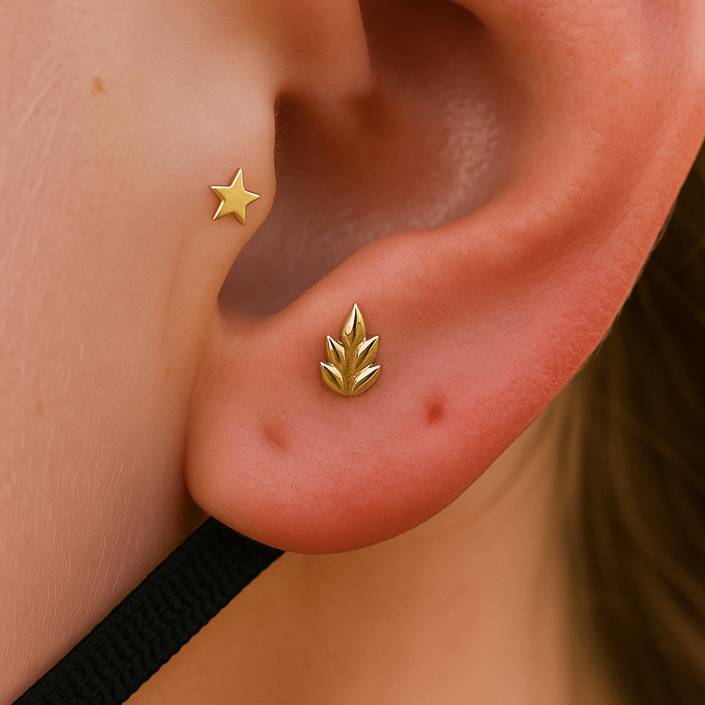 Solid Gold Star – 14K Gold Threadless End - piercing - zone.com