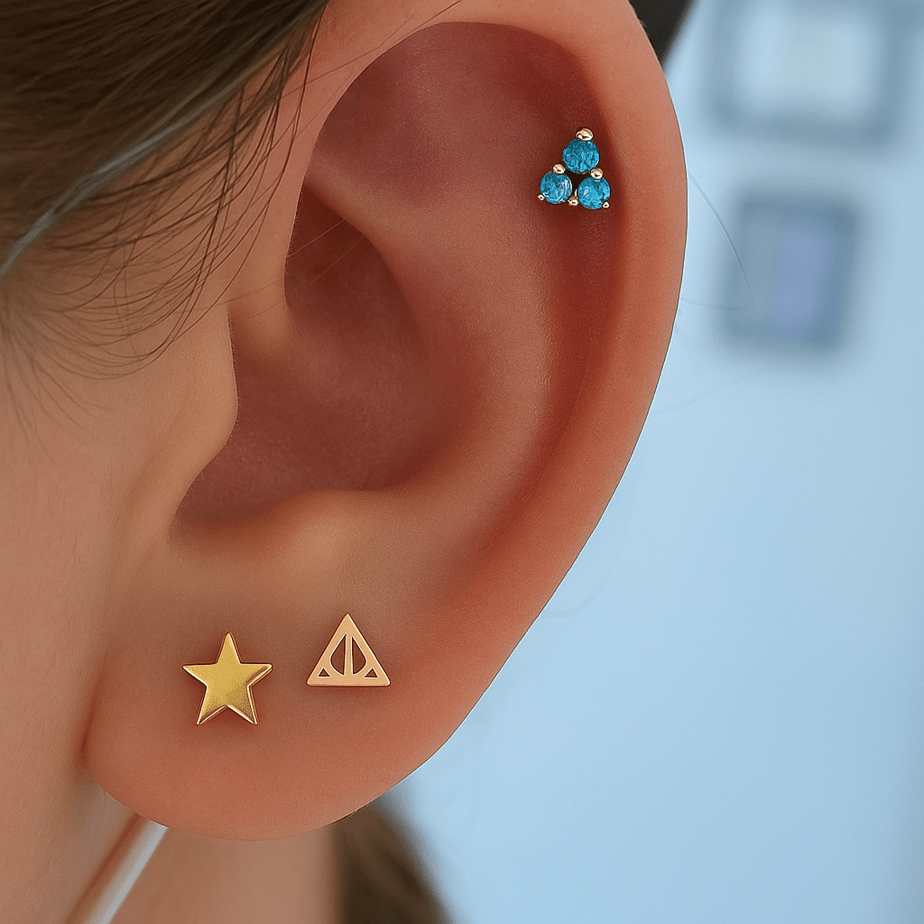 Solid Gold Star – 14K Gold Threadless End - piercing - zone.com