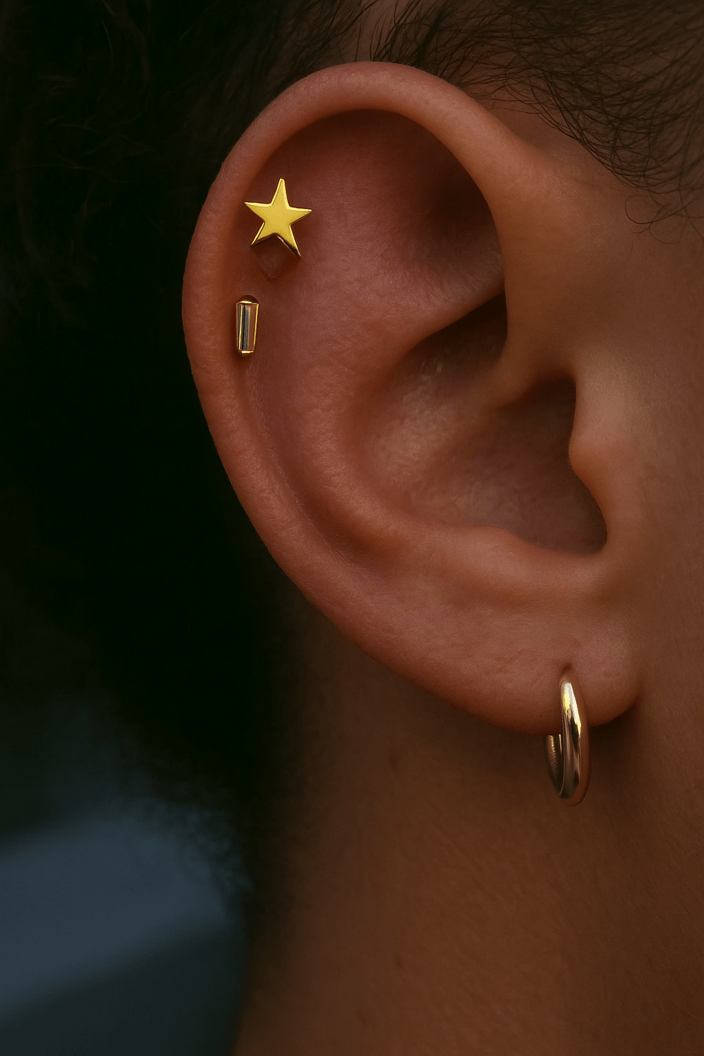Solid Gold Star – 14K Gold Threadless End - piercing - zone.com