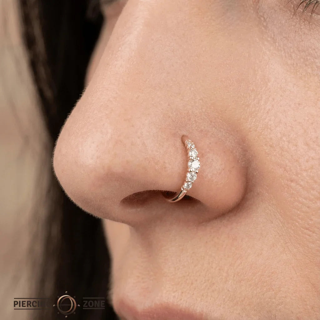 Sophia – CZ Gradient Arc – 14K Gold Seamless Ring - piercing - zone.com