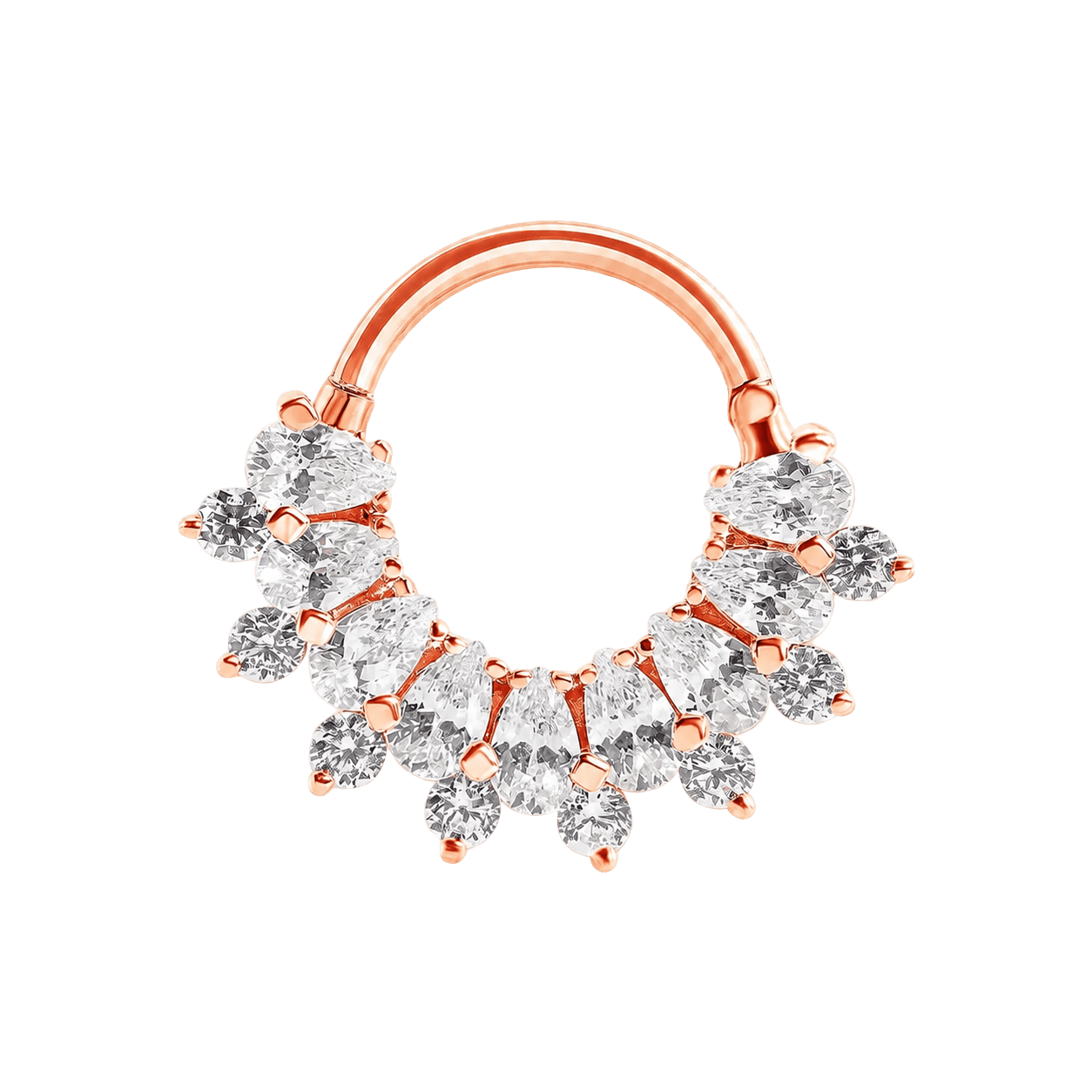 Soula Clicker with Pear & Round Gems – 14K & 18K Gold - piercing-zone.com