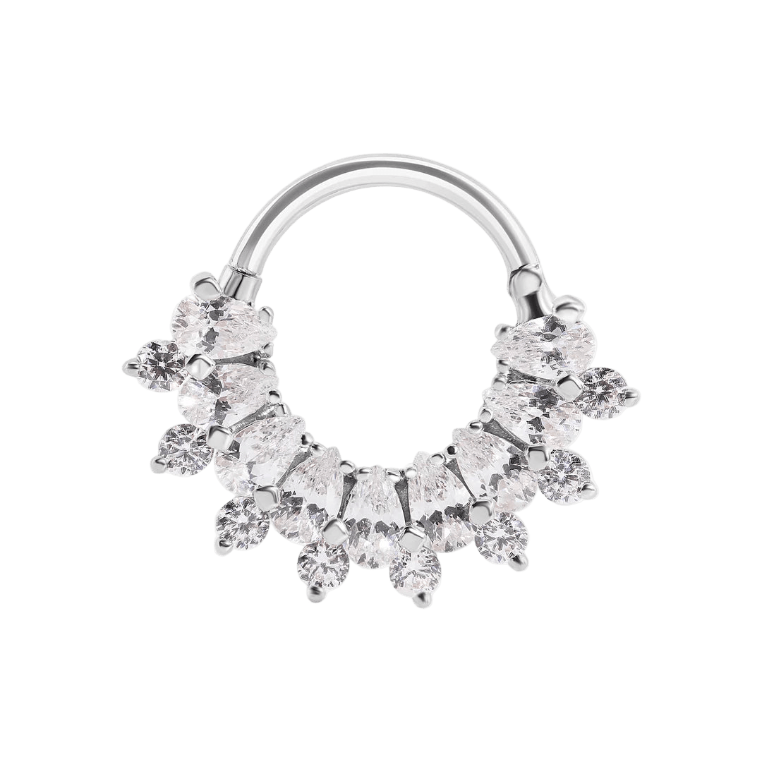 Soula Clicker with Pear & Round Gems – 14K & 18K Gold - piercing - zone.com