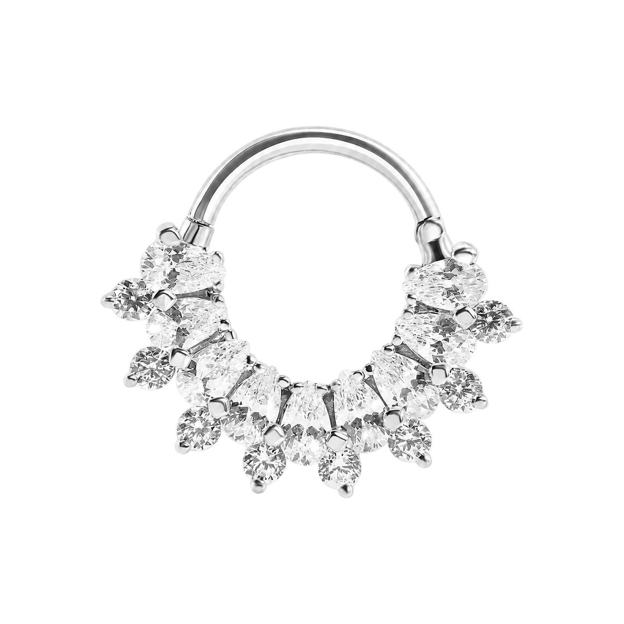 Soula Clicker with Pear & Round Gems – 14K & 18K Gold - piercing-zone.com