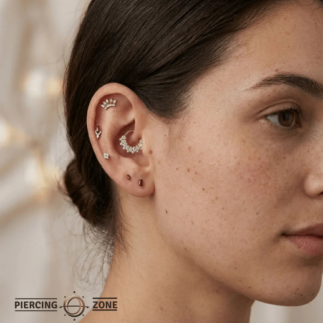 Soula Clicker with Pear & Round Gems – 14K & 18K Gold - piercing - zone.com