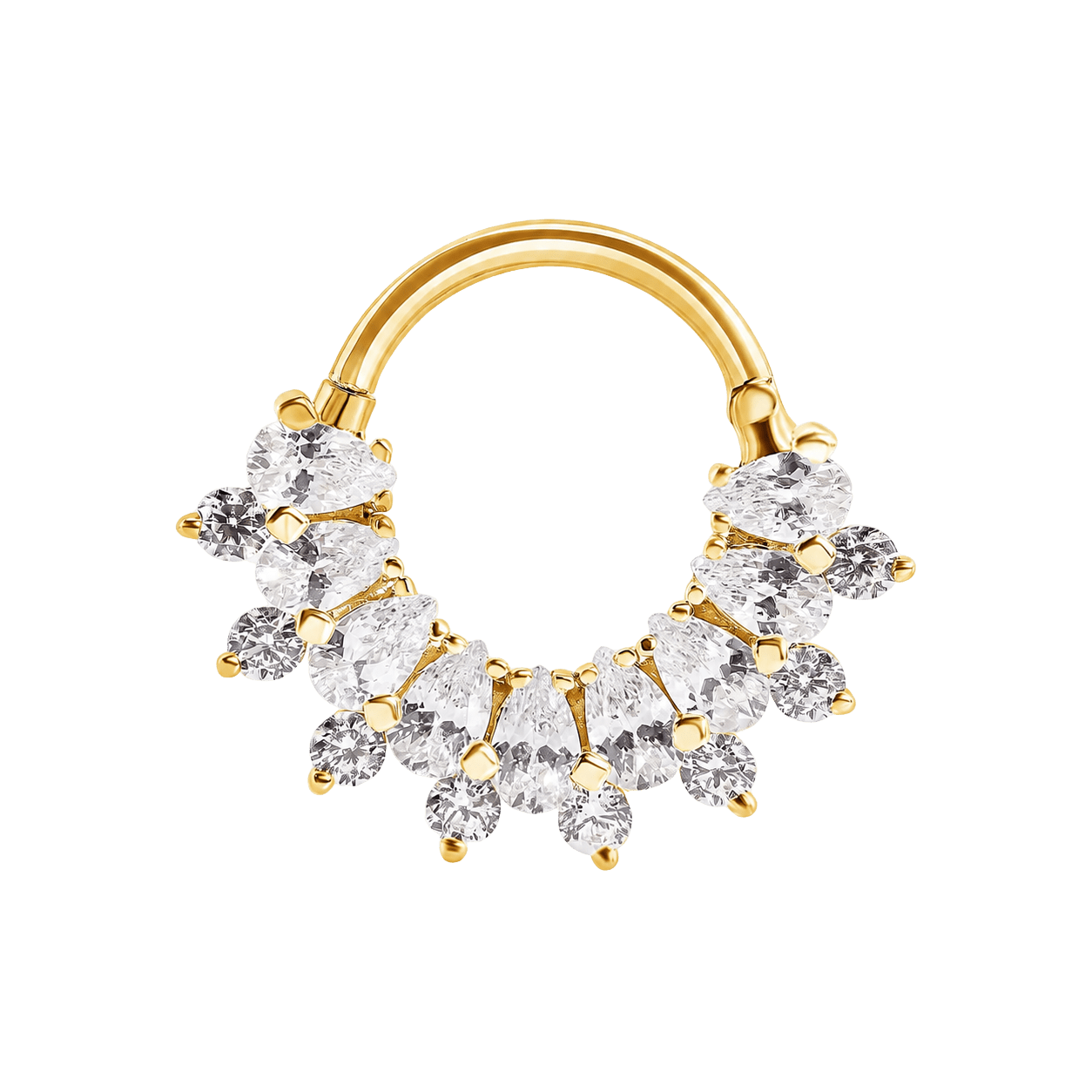 Soula Clicker with Pear & Round Gems – 14K & 18K Gold - piercing-zone.com