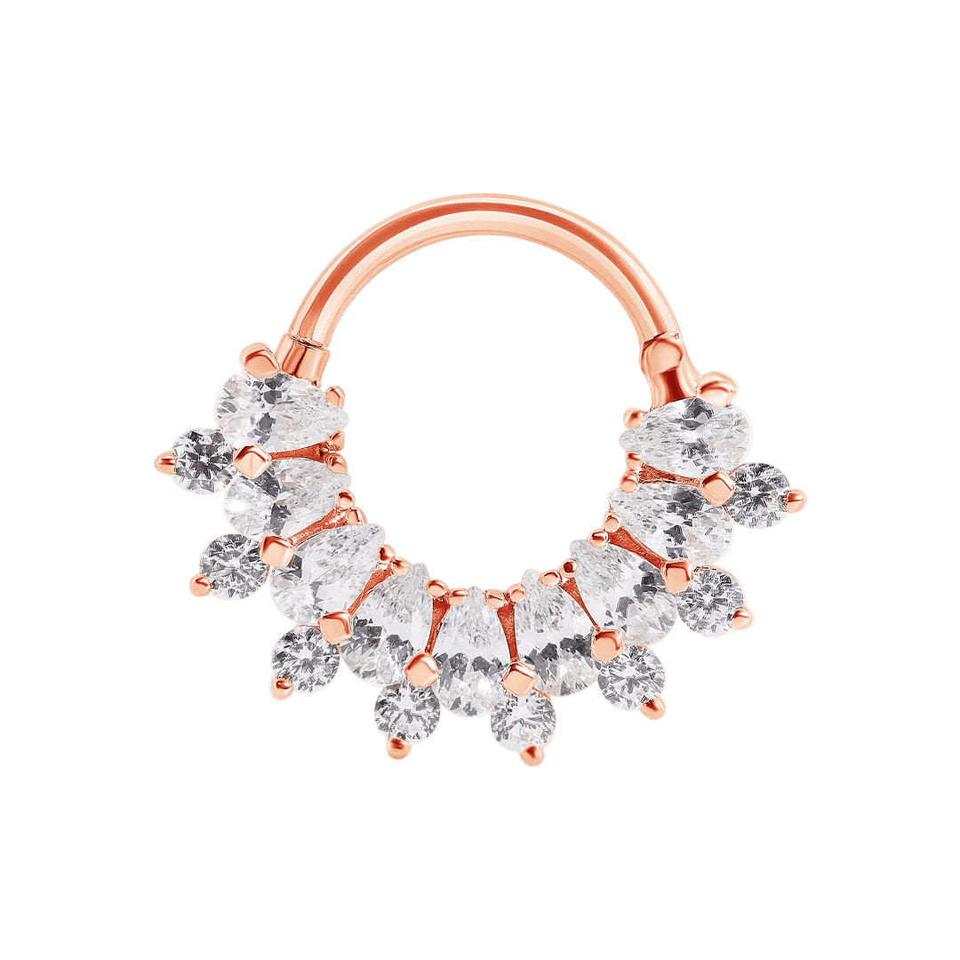 Soula Clicker with Pear & Round Gems – 14K & 18K Gold - piercing - zone.com