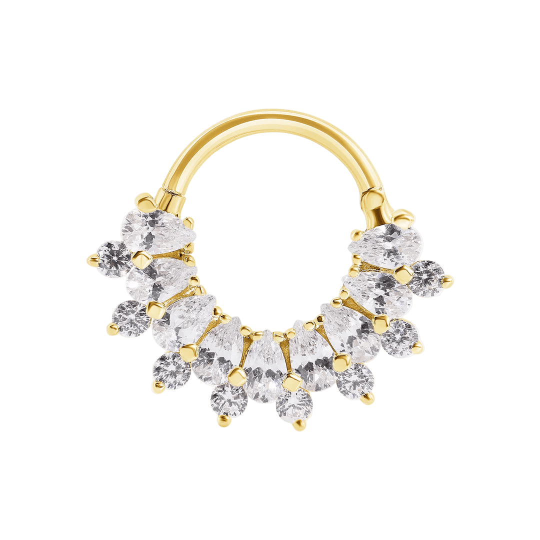 Soula Clicker with Pear & Round Gems – 14K & 18K Gold - piercing - zone.com