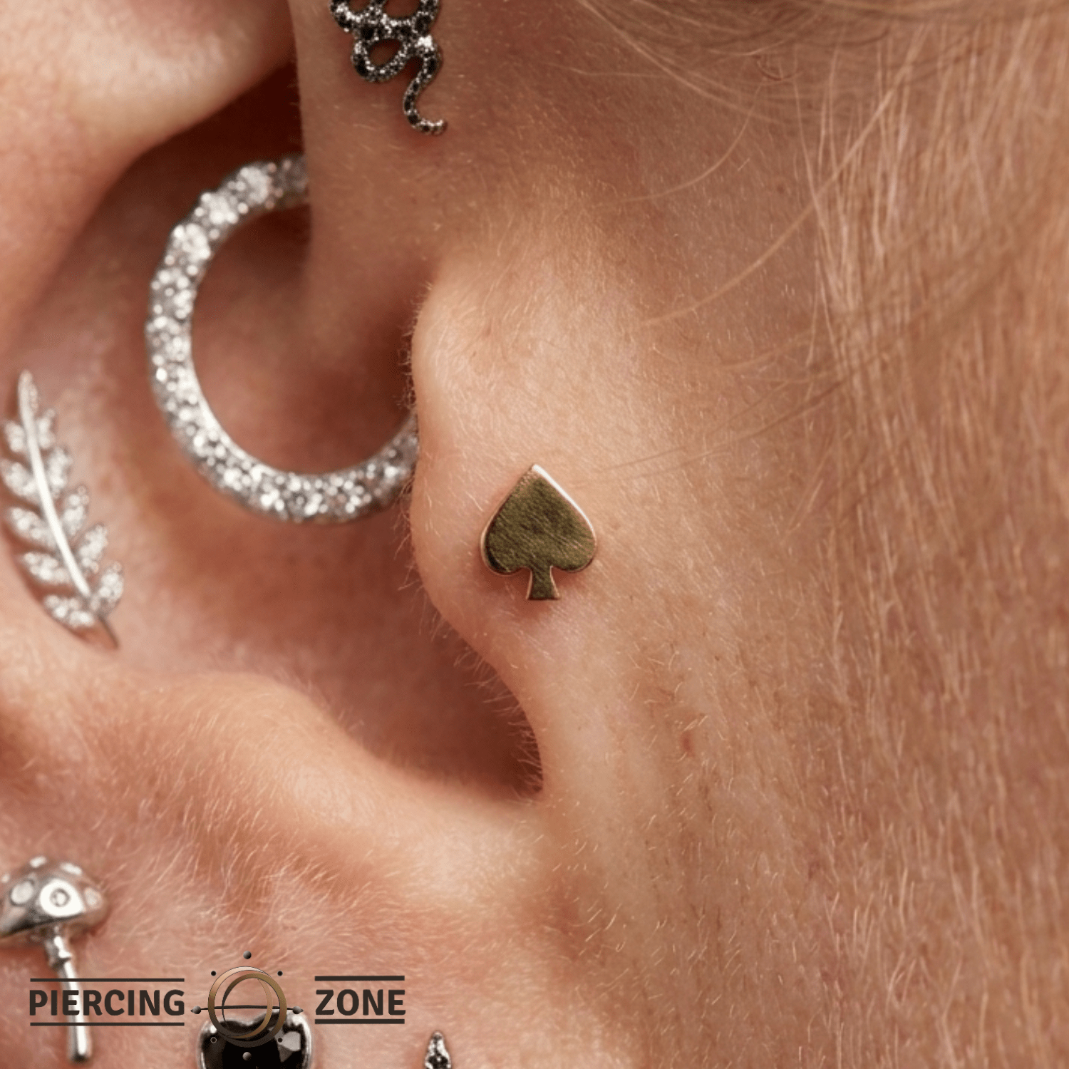 Spades Pin - 14K Gold Spade Threadless End - piercing - zone.com
