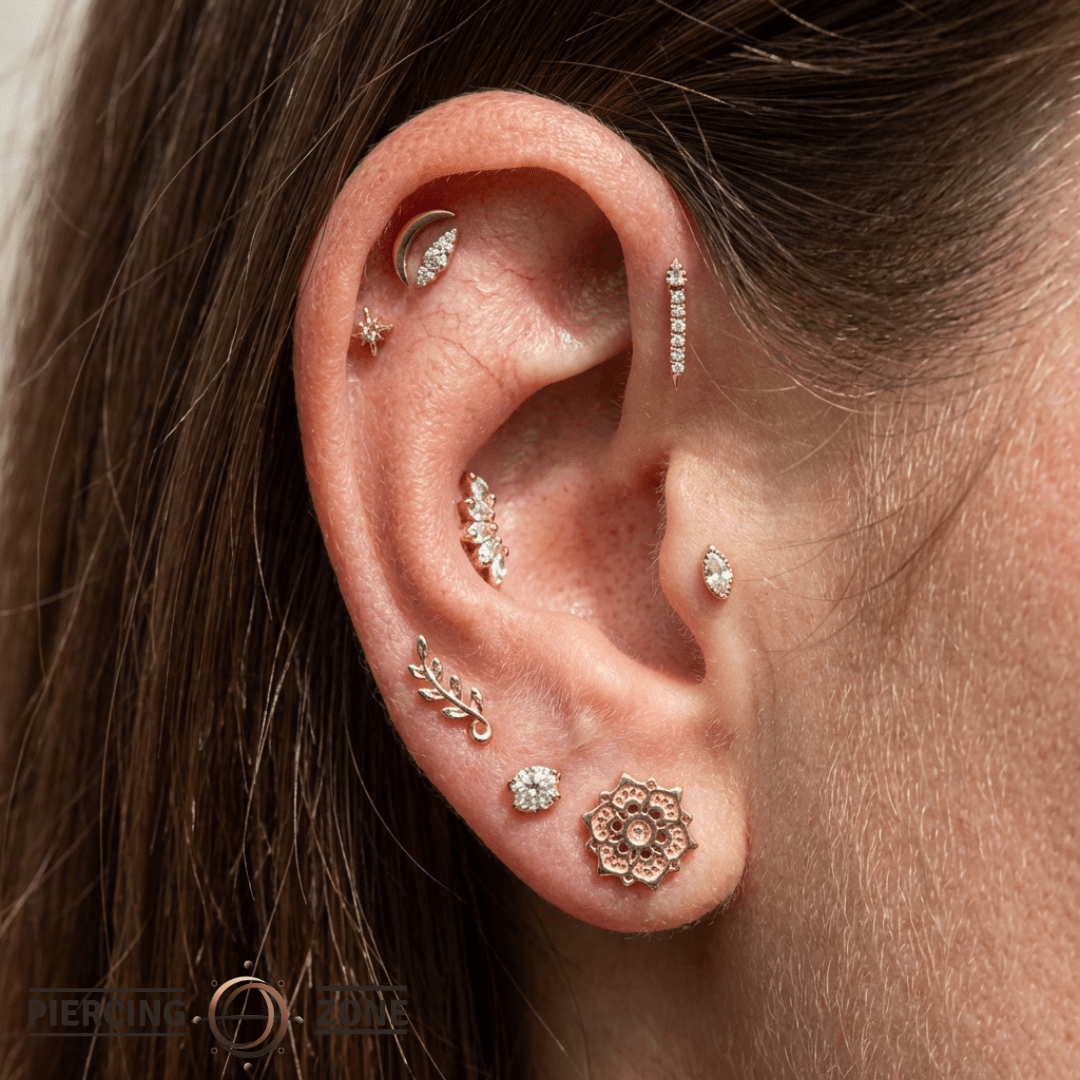 Spellcraft – CZ Threadless End – 14K Gold Geometric Sparkle - piercing - zone.com