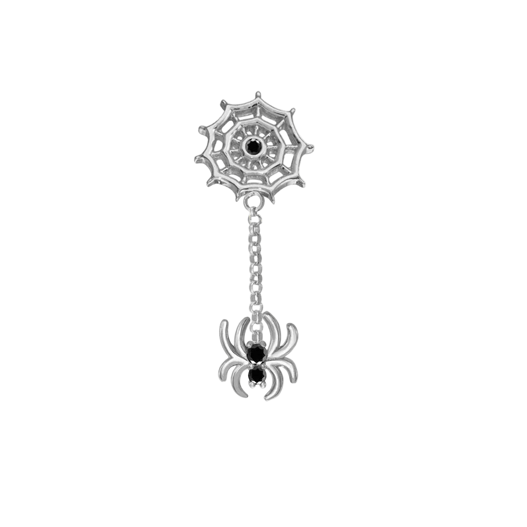 Spider Lace Dangle – 14K Gold Chain & Gemstone Threadless End - piercing - zone.com