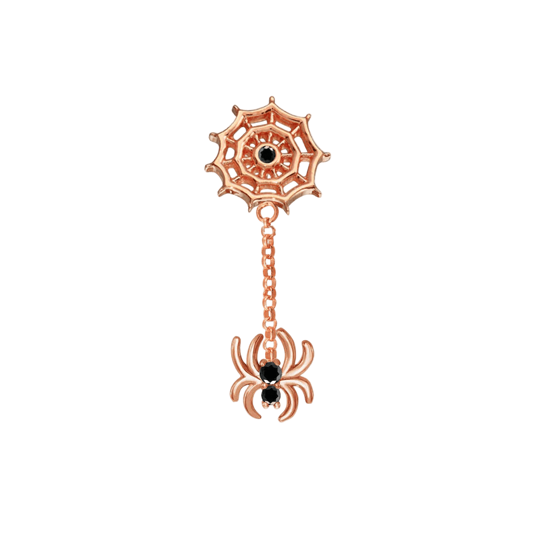 Spider Lace Dangle – 14K Gold Chain & Gemstone Threadless End - piercing - zone.com