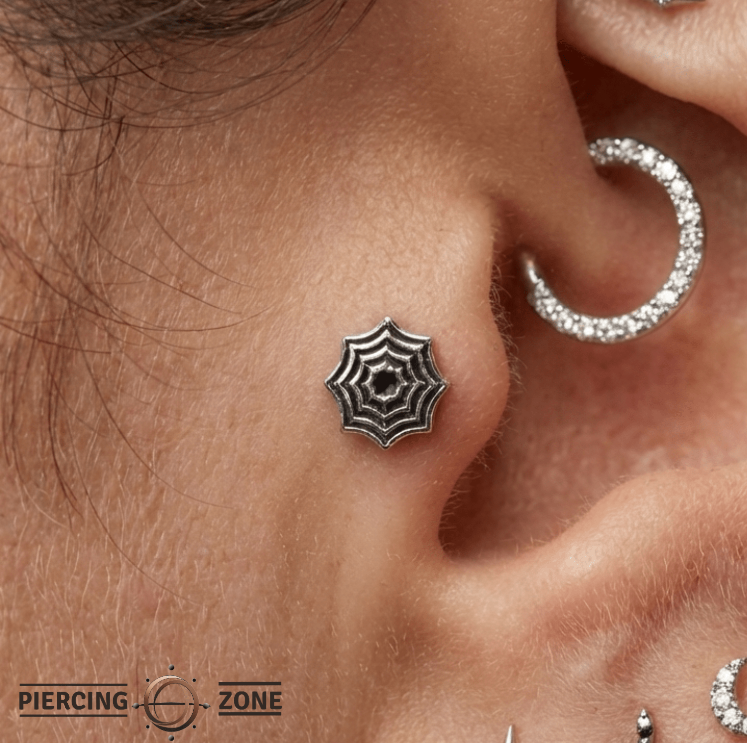 Spider Web – 14K Gold Threadless/Threaded End - piercing - zone.com