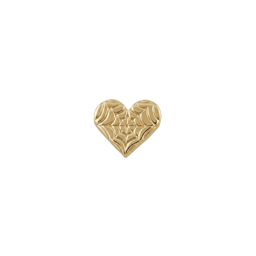 Spider Web Heart - 18K Gold Threadless/Threaded End - piercing-zone.com