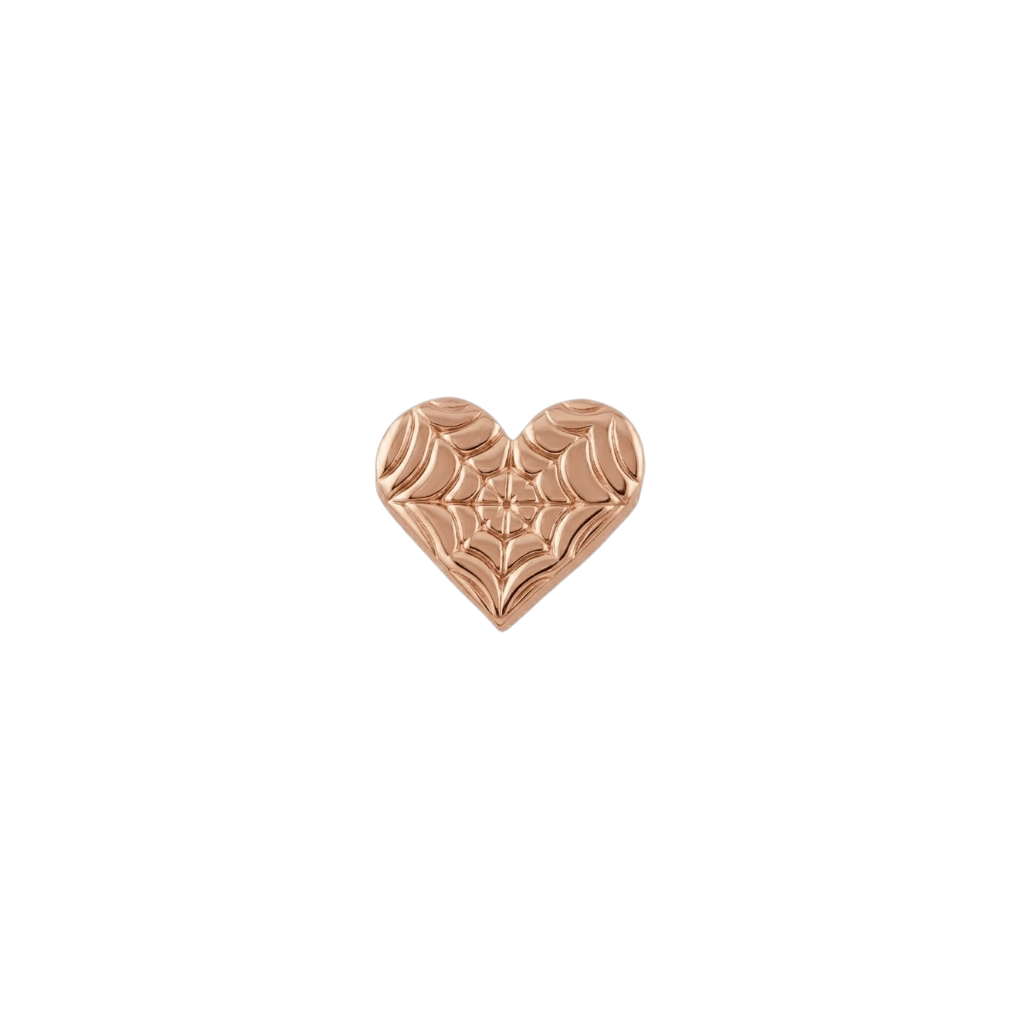 Spider Web Heart - 18K Gold Threadless/Threaded End - piercing-zone.com