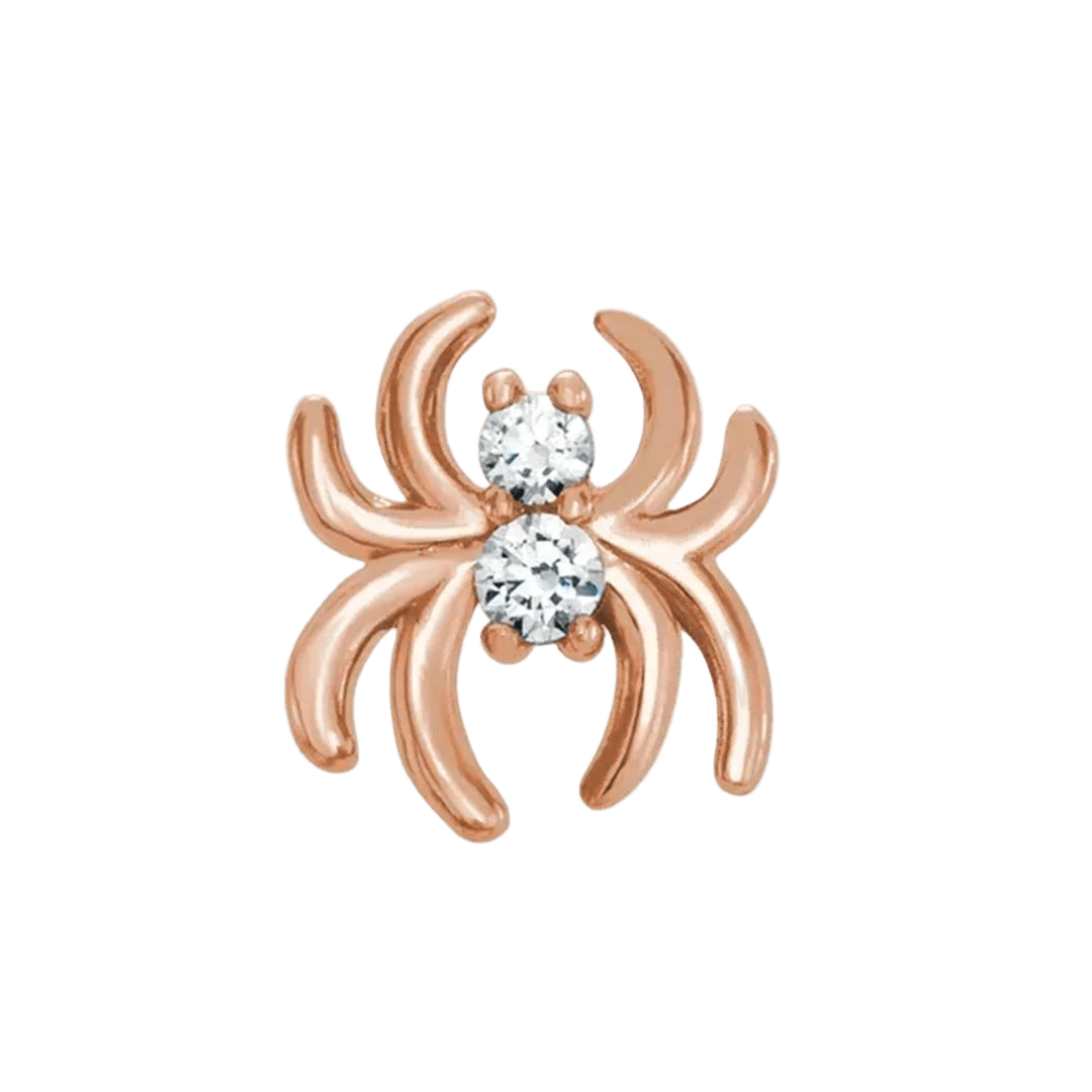 Spider with Gems – 14K Gold Halloween Threadless End - piercing - zone.com