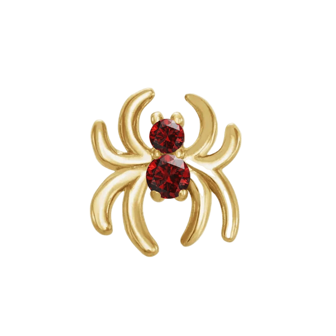 Spider with Gems – 14K Gold Halloween Threadless End - piercing - zone.com