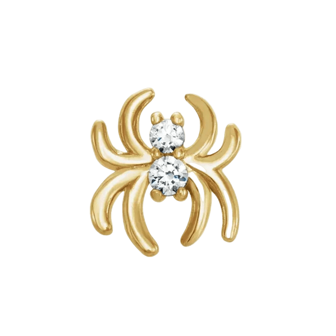 Spider with Gems – 14K Gold Halloween Threadless End - piercing - zone.com