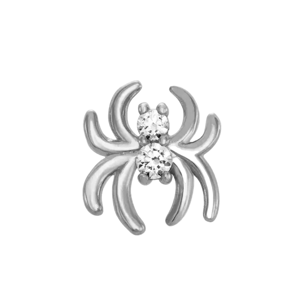 Spider with Gems – 14K Gold Halloween Threadless End - piercing - zone.com