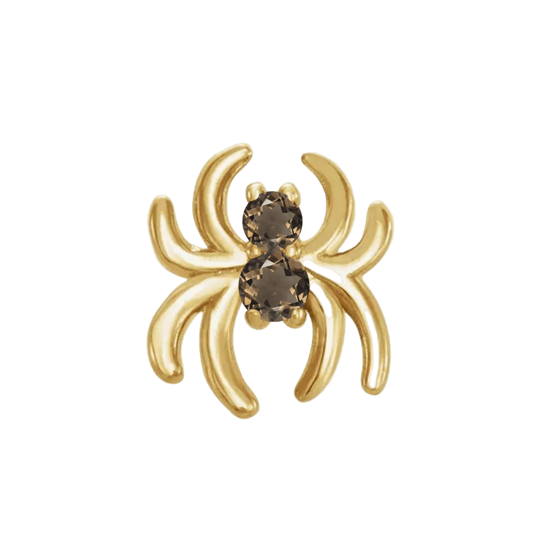 Spider with Gems – 14K Gold Halloween Threadless End - piercing - zone.com