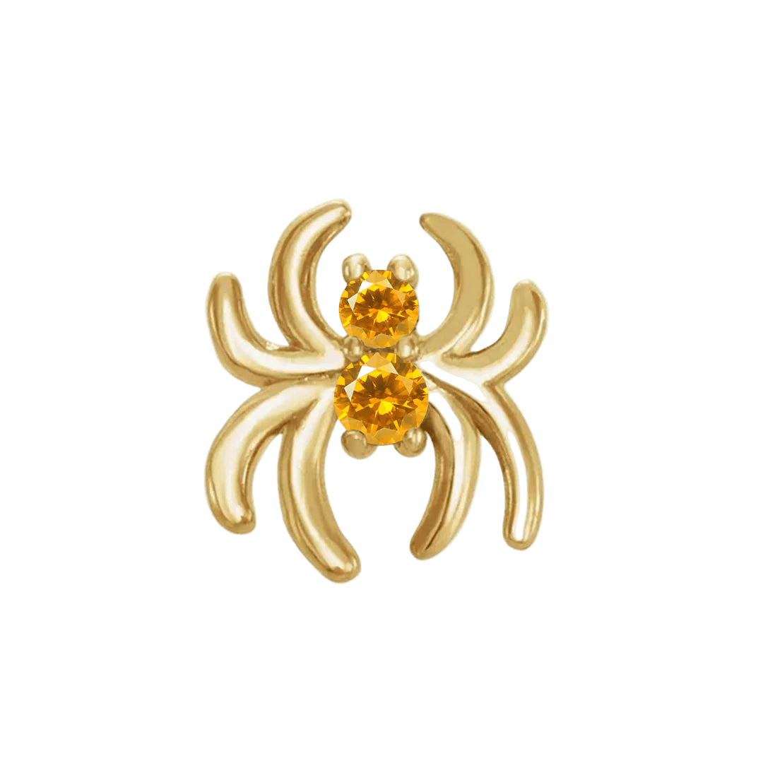 Spider with Gems – 14K Gold Halloween Threadless End - piercing - zone.com