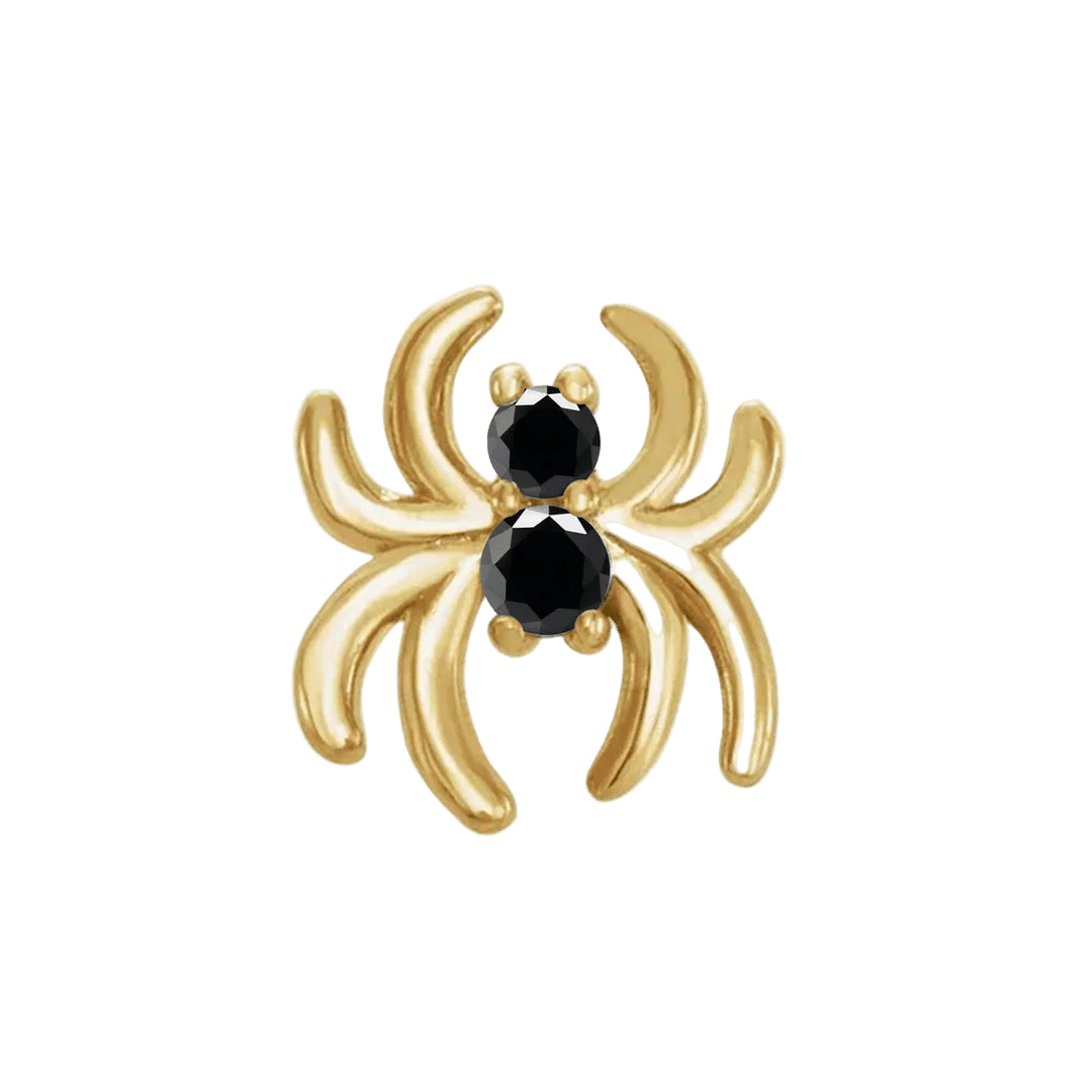 Spider with Gems – 14K Gold Halloween Threadless End - piercing - zone.com
