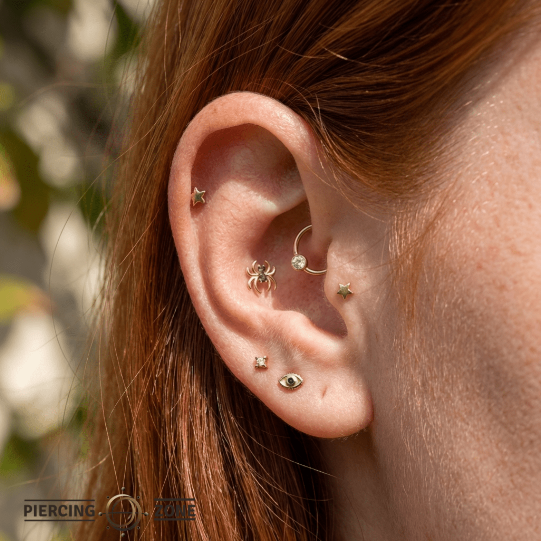 Spider with Gems – 14K Gold Threadless/Threaded End - piercing - zone.com