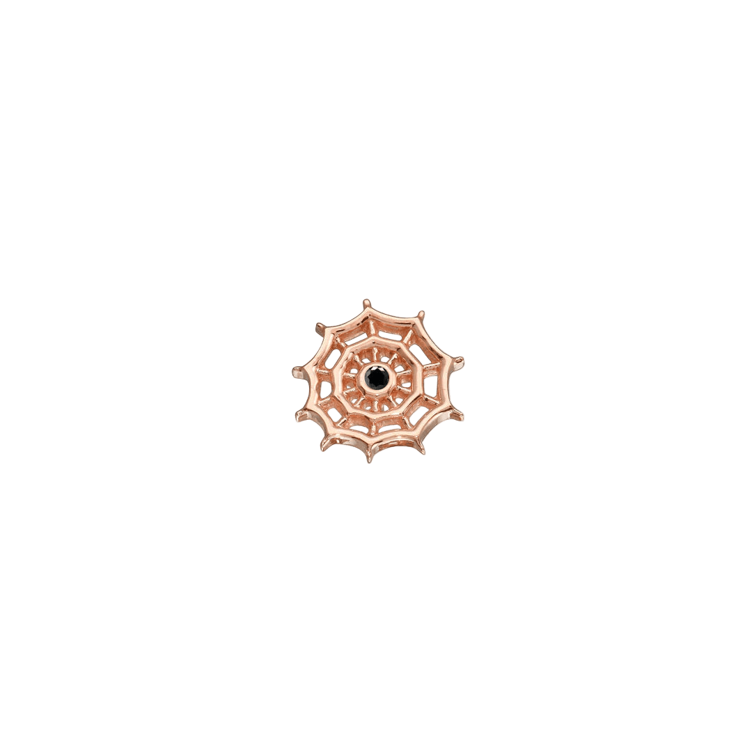 Spiderweb with Gem – 14K Gold Halloween Threadless End - piercing - zone.com
