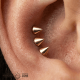 Spikey – Sculptural Gold Points – 14K Gold Threadless End - piercing - zone.com