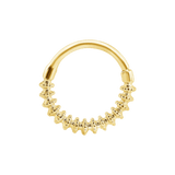 Spiral Seamless Ring – 14K Gold Twisted Cup & Divot Design - piercing - zone.com
