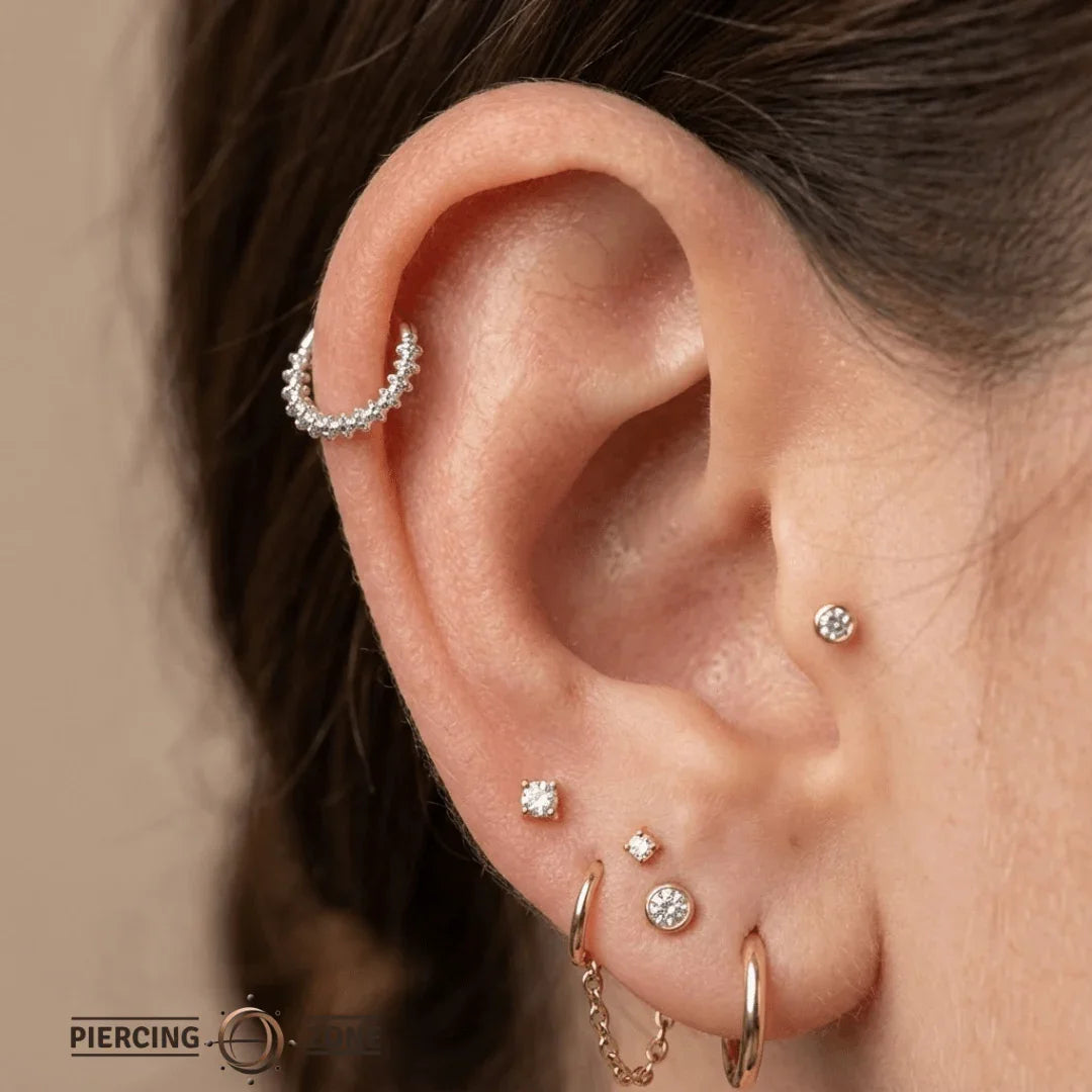 Spiral Seamless Ring – 14K Gold Twisted Cup & Divot Design - piercing - zone.com