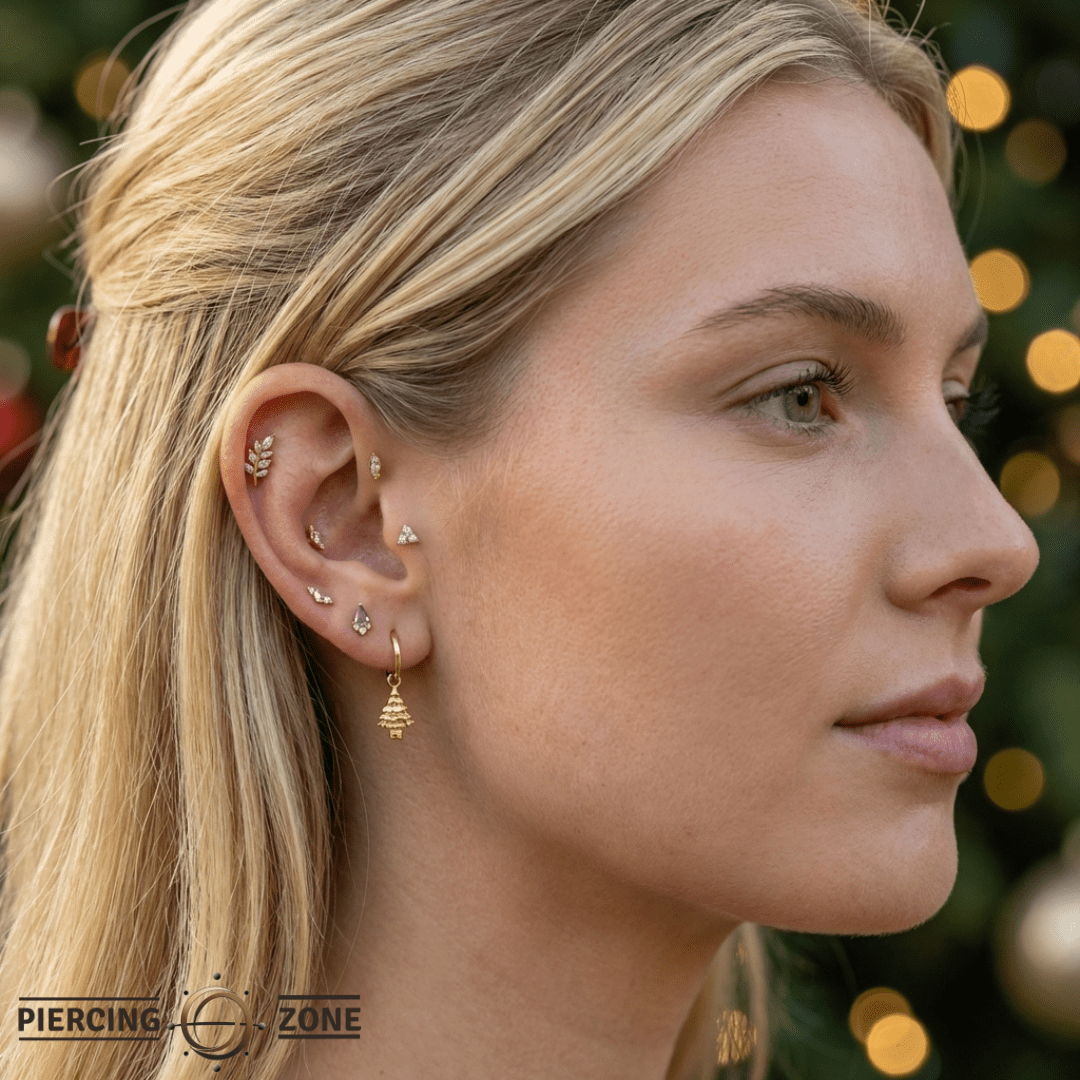 Spruce – 14K & 18K Gold Charm - piercing - zone.com