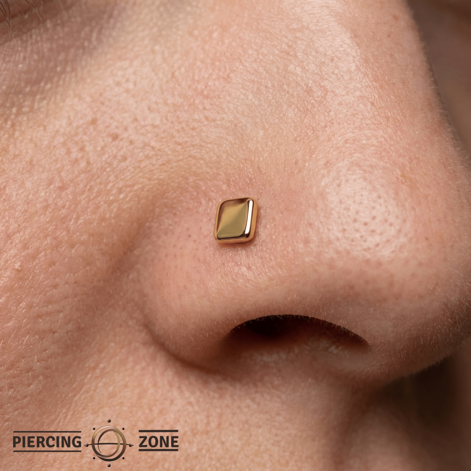 Square – 14K Gold Threadless/Threaded End - piercing - zone.com