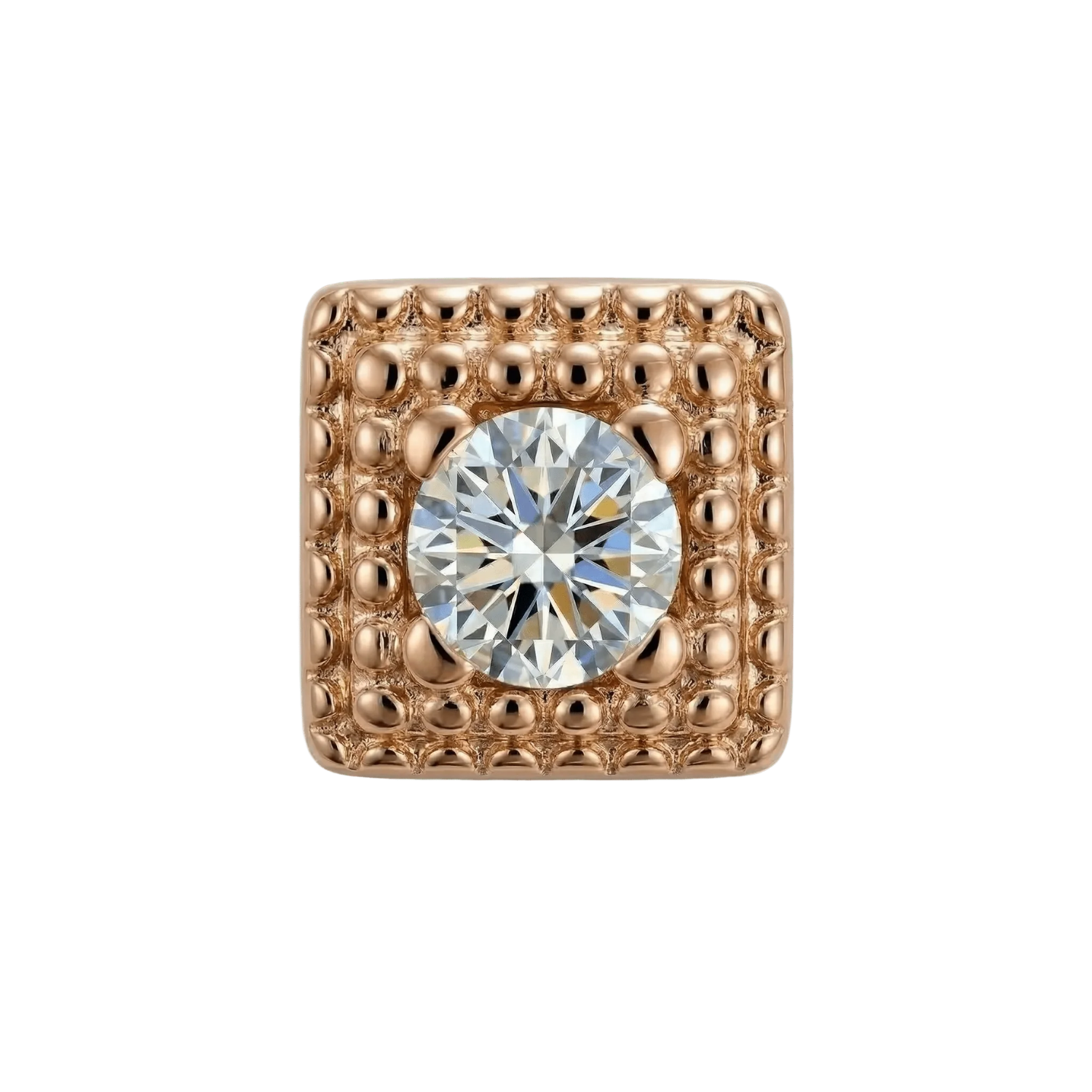 Square Beaded - 14K Gold Threadless/Threaded