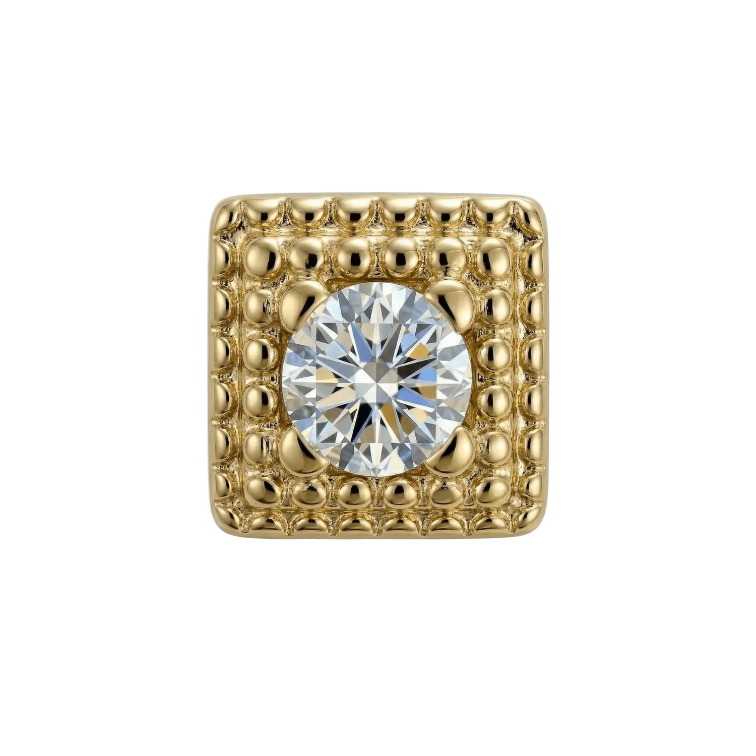 Square Beaded - 14K Gold Threadless/Threaded