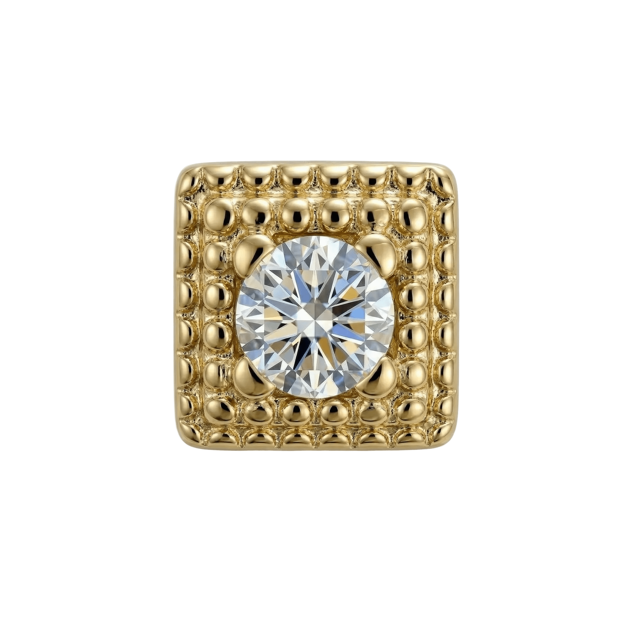 Square Beaded - 14K Gold Threadless/Threaded - piercing - zone.com