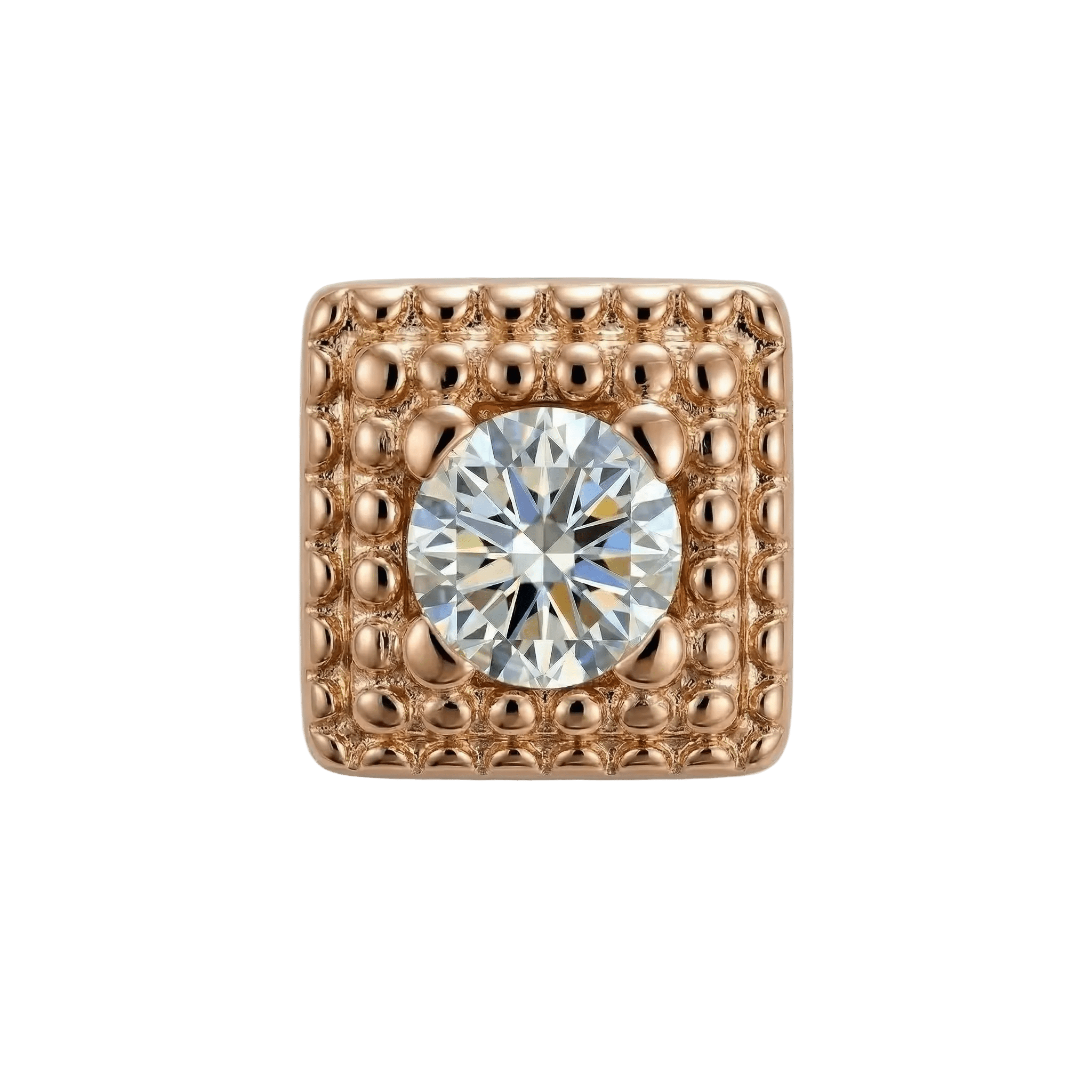 Square Beaded - 14K Gold Threadless/Threaded - piercing - zone.com