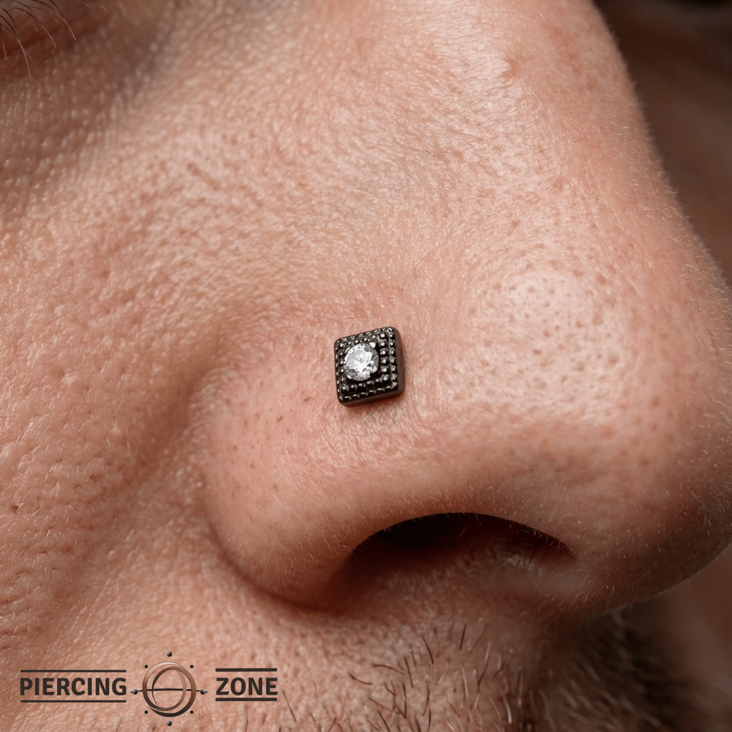 Square Beaded - 14K Gold Threadless/Threaded - piercing - zone.com
