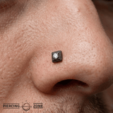 Square Beaded - 14K Gold Threadless/Threaded - piercing - zone.com