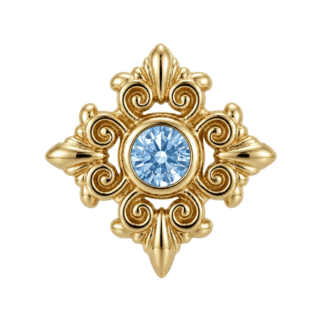 Square Elegance - 14K Gold Threadless/Threaded - piercing-zone.com