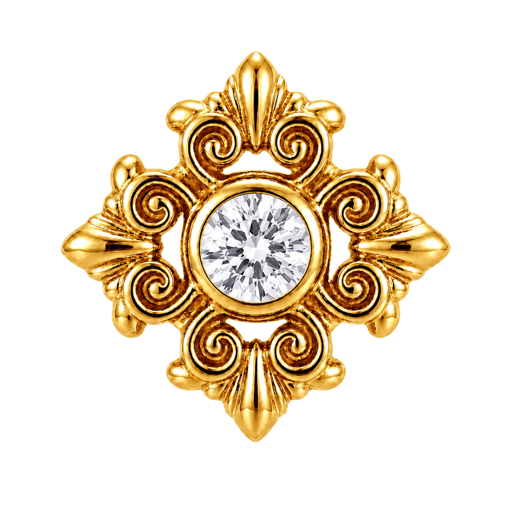 Square Elegance - 14K Gold Threadless/Threaded - piercing-zone.com