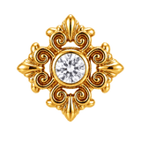 Square Elegance - 14K Gold Threadless/Threaded - piercing-zone.com