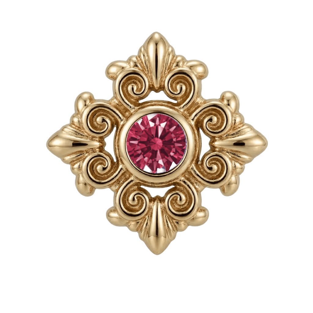 Square Elegance - 14K Gold Threadless/Threaded - piercing-zone.com