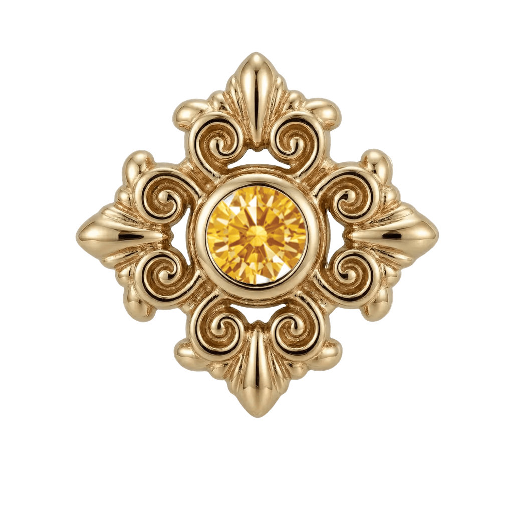 Square Elegance - 14K Gold Threadless/Threaded - piercing-zone.com