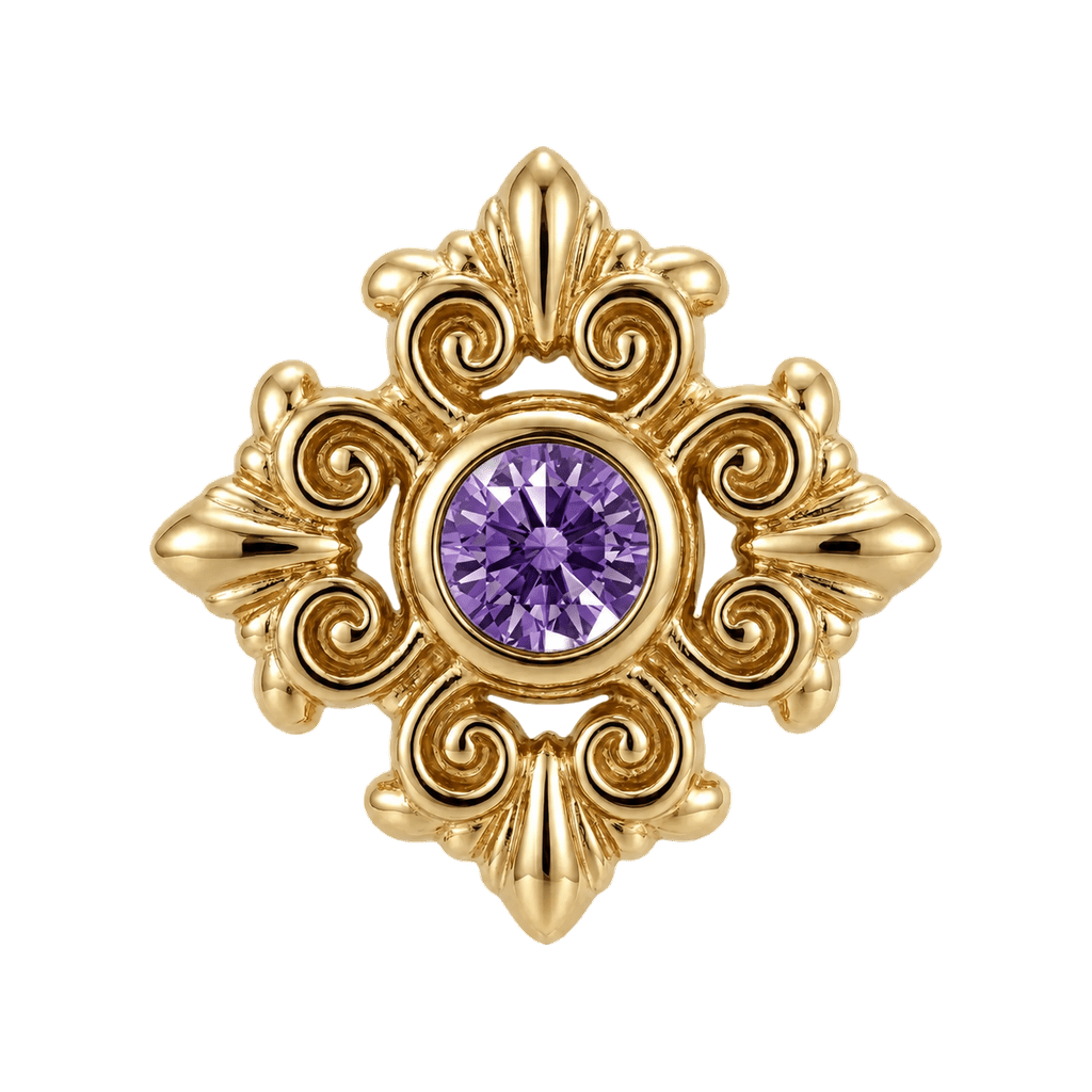 Square Elegance - 14K Gold Threadless/Threaded - piercing-zone.com