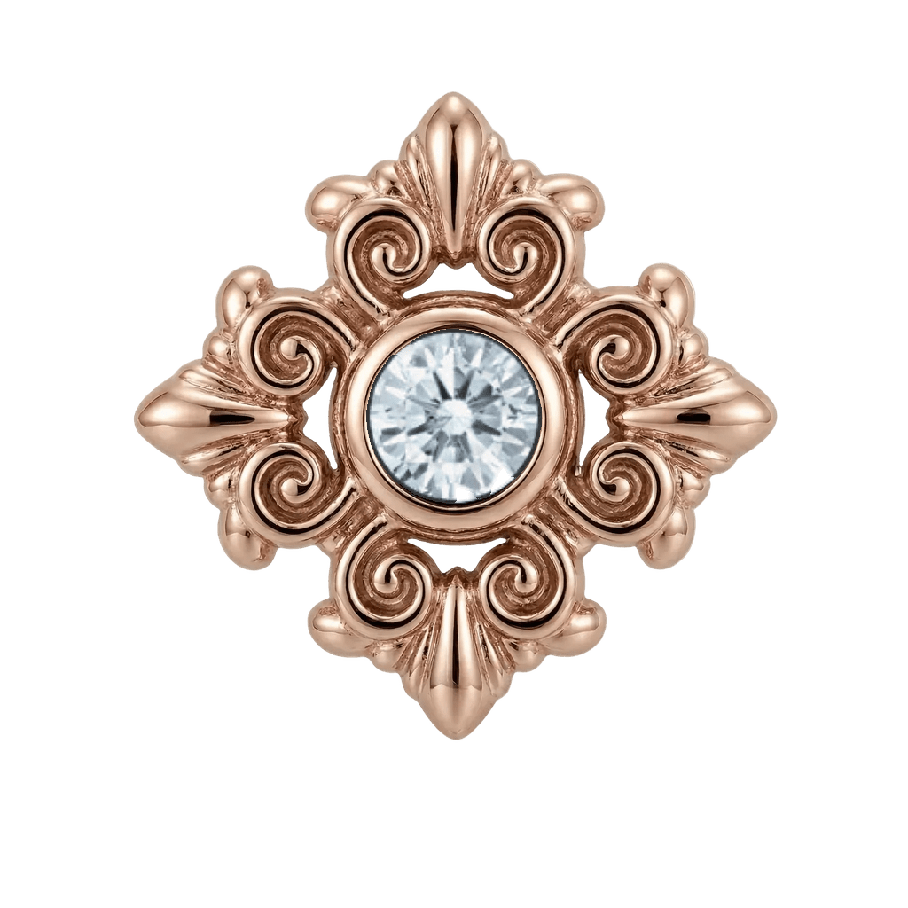 Square Elegance - 14K Gold Threadless/Threaded - piercing-zone.com