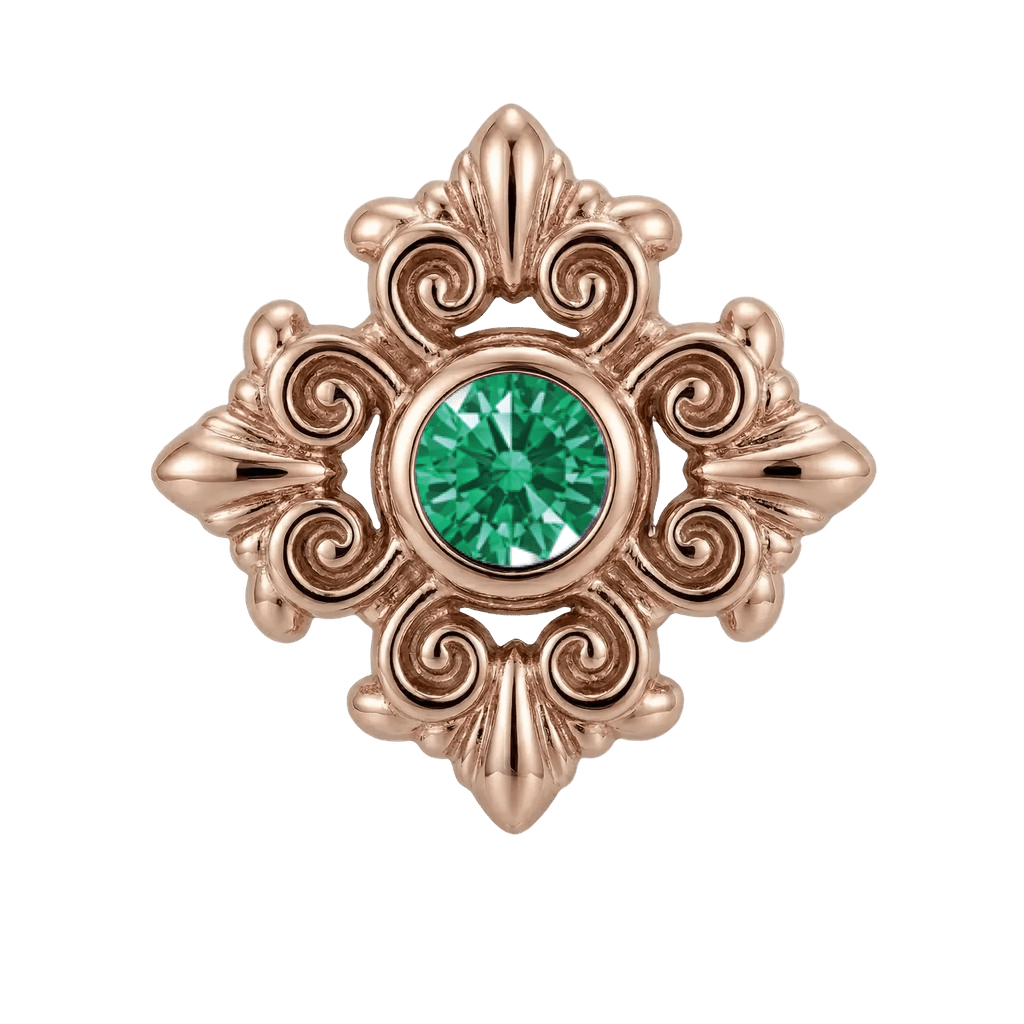 Square Elegance - 14K Gold Threadless/Threaded - piercing-zone.com